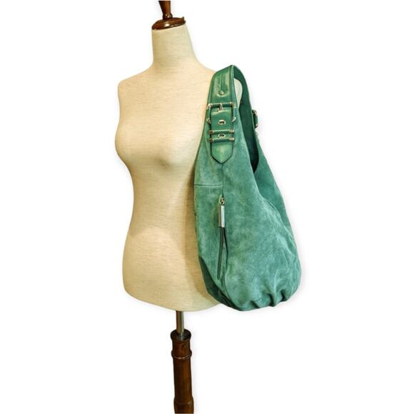 B. Makowsky Green Suede Hobo Shoulder Bag - Picture 4 of 11